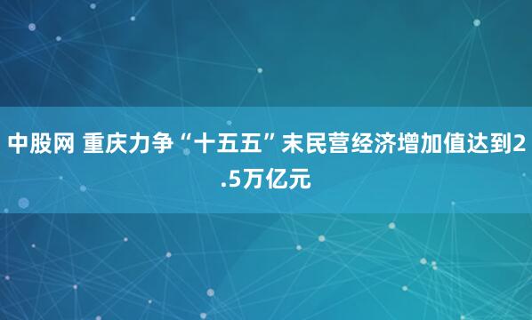 中股网 重庆力争“十五五”末民营经济增加值达到2.5万亿元